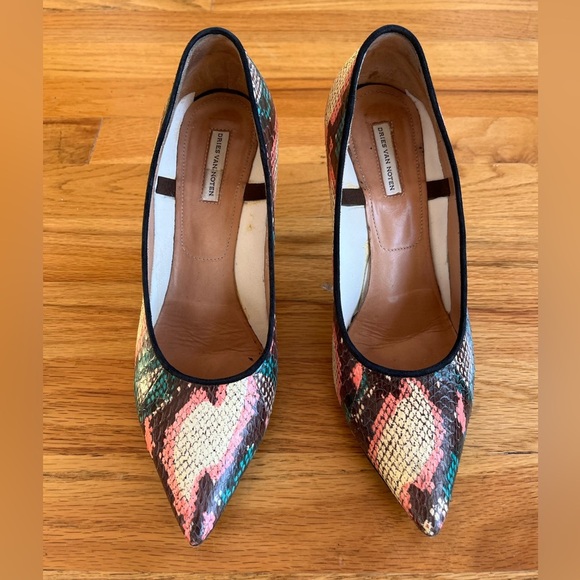 DRIES VAN NOTEN Snakeskin Multicolor Pump Heels 38.5 - Picture 2 of 8